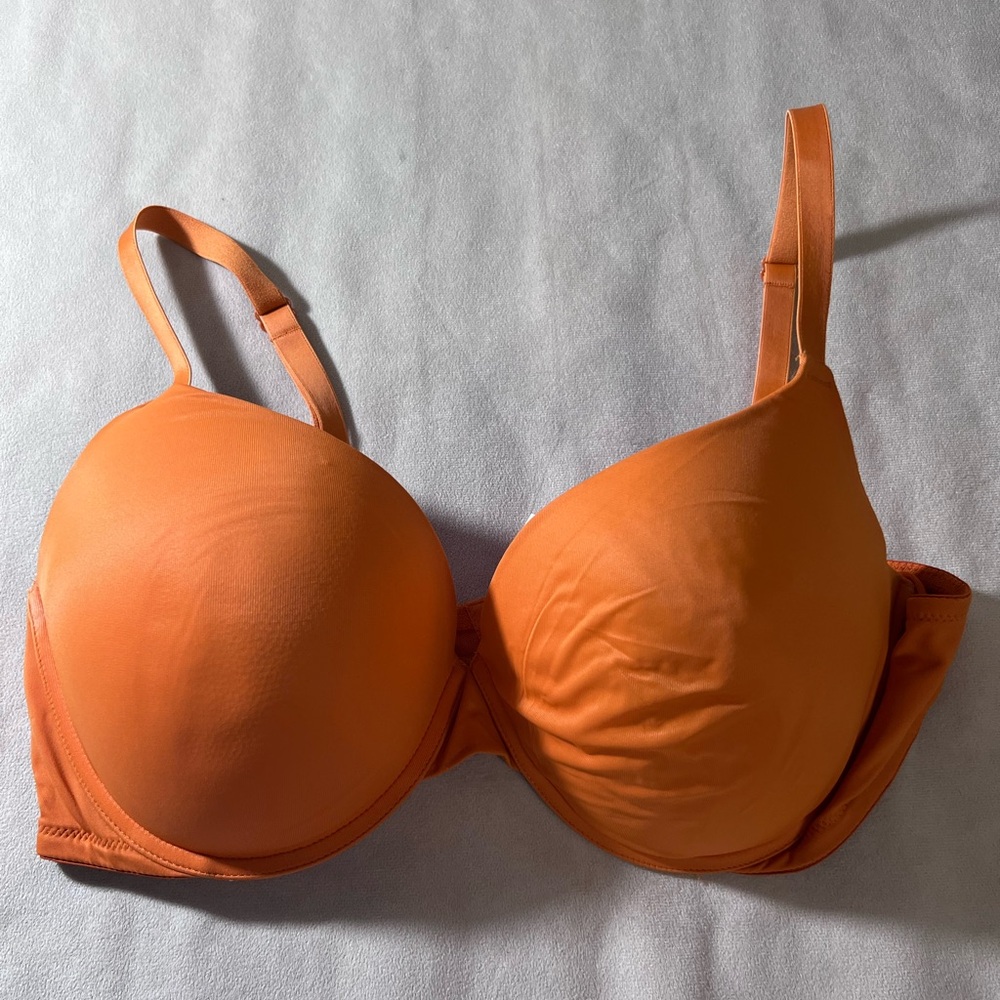 💖🍊 PINK Victoria’s Secret 38D Push-Up Bra Orange Pink Lined EUC